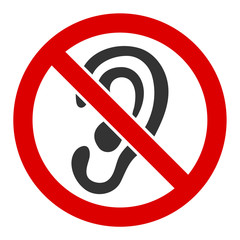 No listen vector icon. Flat No listen pictogram is isolated on a white background.