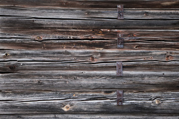 Beautiful, abstract old wood backgorund with rusted metal parts.