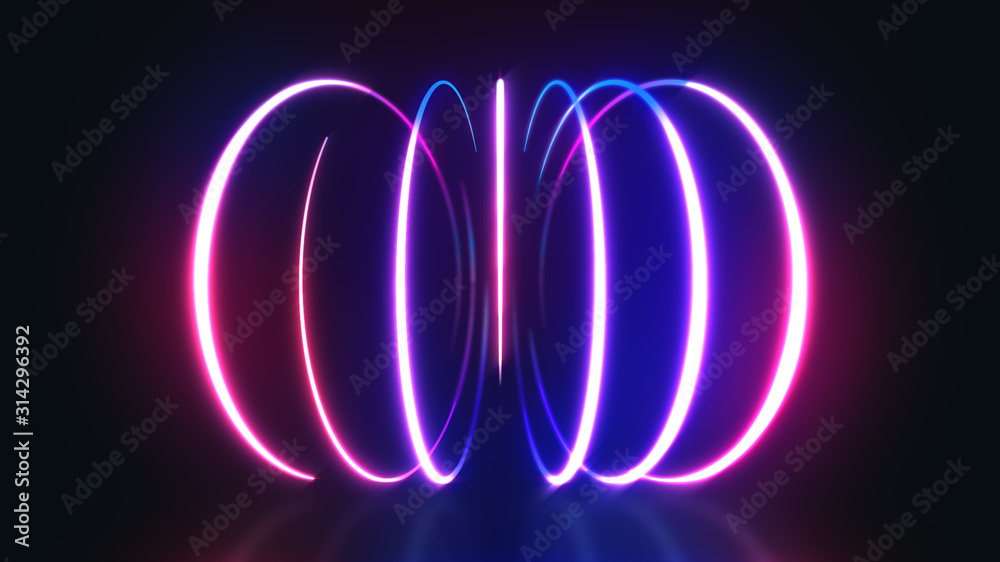 Wall mural abstract neon light streaks background/ 4k animation of an abstract background with shining neon lig