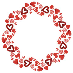 valentine s day complicated frame made of hand drawn watercolor hearts.
