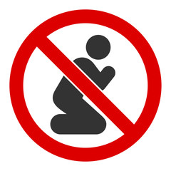 No praying vector icon. Flat No praying symbol is isolated on a white background.