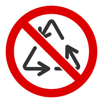No recycling vector icon. Flat No recycling pictogram is isolated on a white background.