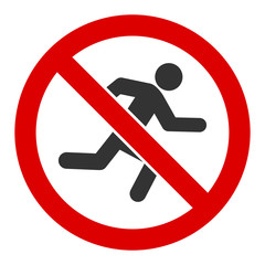 No running vector icon. Flat No running symbol is isolated on a white background.