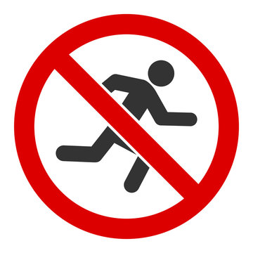 No Running Vector Icon. Flat No Running Symbol Is Isolated On A White Background.