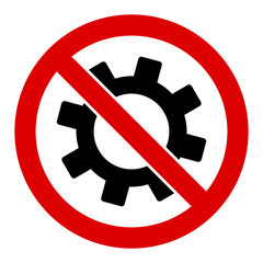 No service gear vector icon. Flat No service gear pictogram is isolated on a white background.