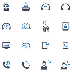 Customer support icon set - Blue Version