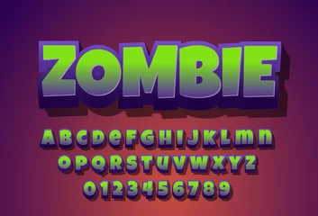 Fotobehang Zombie - text effect with modern 3d design, gradient font complete set alphabet for game title or logo © Farizky Studio