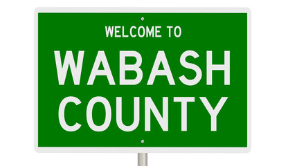 Rendering of a green 3d highway sign for Wabash County