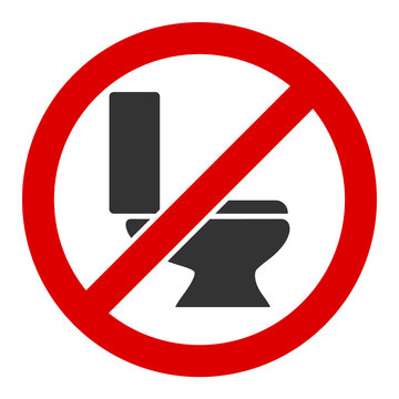 No toilet bowl vector icon. Flat No toilet bowl symbol is isolated on a white background.