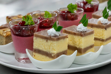  mini dessert for coffee on plate