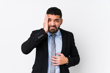 Young latin business woman against a white background isolated whining and crying disconsolately.