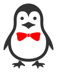 Penguin bow vector icon. Flat Penguin bow symbol is isolated on a white background.