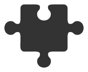 Puzzle piece vector icon. Flat Puzzle piece pictogram is isolated on a white background.