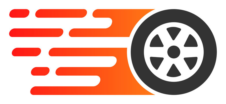Rush car wheel vector icon. Flat Rush car wheel symbol is isolated on a white background.