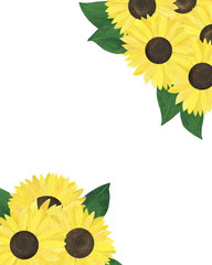 Greeting card sunflower watercolor illustration summer flowers
