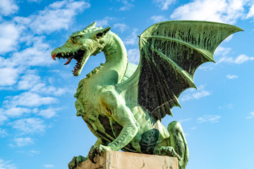 Ljubljana dragon on the bridge city symbol