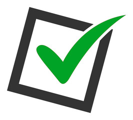 Yes poll vector icon. Flat Yes poll pictogram is isolated on a white background.