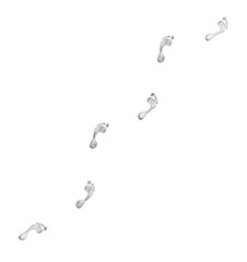 Human footprints bare foots on white background