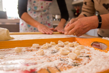  preparation of potato gnocchi, Italian culinary tradition
