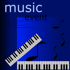Fototapeta premium piano music poster.vector illustration.print and web design template for summer piano concert,party and music event