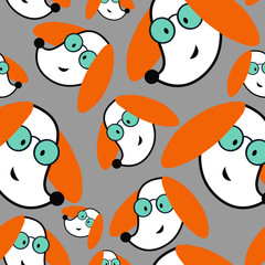Funny dog seamless pattern. Kids fashion print