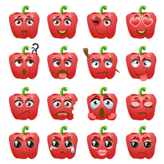 Pepper Emoji Emoticon Expression. Funny cute food