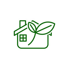 green house leaf icon logo design illustration  vector