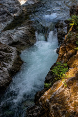 Rapids created by the falls, Qualicum Falls, Vancouver Island, BC, Canada