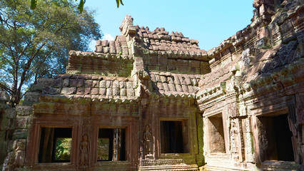 Fototapeta premium Stone rock temple ruin at Banteay Kdei, part of the Angkor wat complex in Siem Reap, Cambodia