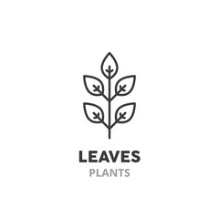 Leaves line icon. Home gardening, planting vector illustration, isolated on white background