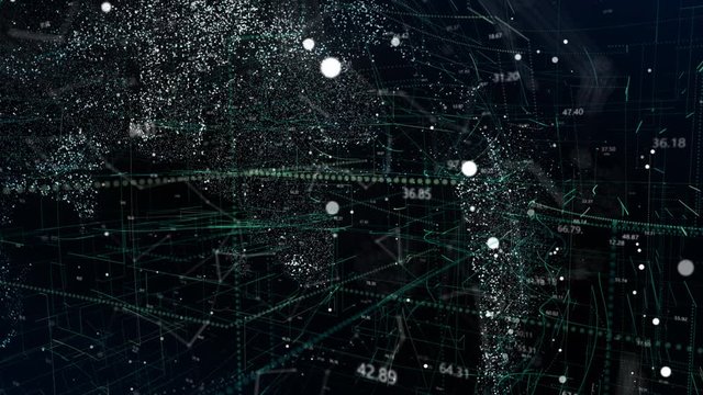 Big data text on digital earth, AI technology, Fintech, IoT, and advanced technology. Global communication network concept background and big data technology.