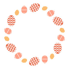 Vector simple oval frame with colored easter eggs