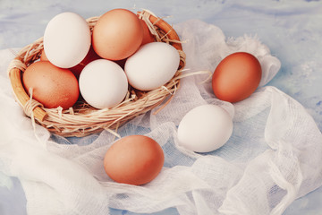 eggs in a basket on the table