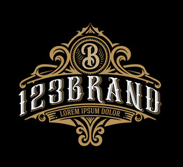 Vintage Luxury Logo Template Design for Label, Frame, Product Tags. Retro Emblem Design. Vector illustration