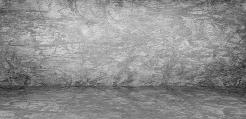 grey plaster or cement floor concrete wall texture background, grey wall and floor interior backdrop