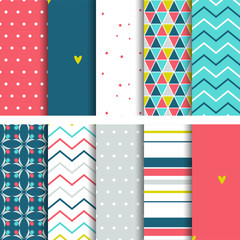 Set of 10 pretty seamless vector patterns.