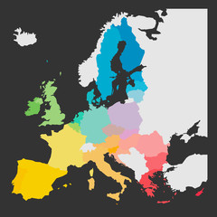 Colorful map of European Union, EU, member states