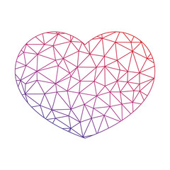 Low poly net heart. Symbol of love and St Valentines Day. Vector illustration