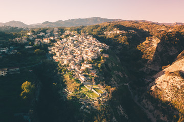 Città di Riace in Calabria. Vista aerea