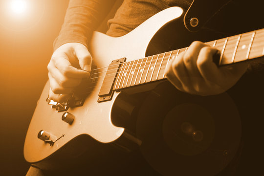 Musician Rock Guitarist Playing A Guitar