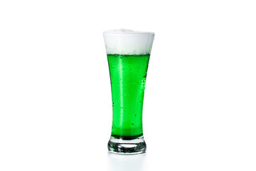 Traditional St Patrick's Day green beer isolated on white background