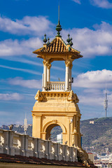 Tower at Palaus d'Alfons XIII i de Victoria Eugenia in Barcelona, Spain