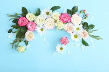 Beautiful floral arrangement with a place to insert text top view.