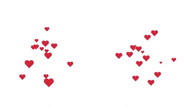 Hearts fly out of the point and disappear. A set of two feet. Footage for Valentine's day. Love the video postcard. Alpha channel. 4K.