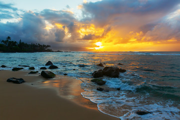 North Shore of Oahu, Hawaii, at sunset