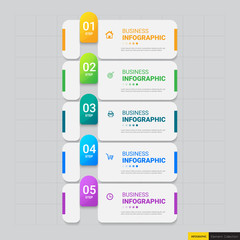 Infographics template 5 steps with rectangle banner.