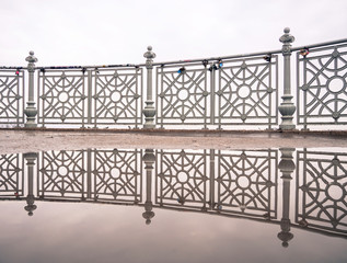 water reflection of fence in budapest