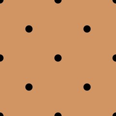 Tile vector pattern with black polka dots on brown background for decoration wallpaper