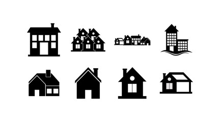 Fototapeta premium Isolated houses with window and door icon set vector design