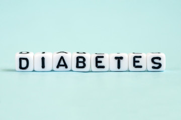 Diabetes word written on blocks. Healthy care and medical concept.
